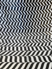 (Precut of 1 Meter) Satin Georgette Print Black White Pattern Geometric 44 Inch width