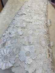 (Precut of 2 Meter) White Dream Net Appliqué imported Net Embroidery 56 Inch Width