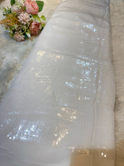 (Precut of 0.7 Meter) Water Sequins Pure Georgette Sheet Sequins Dyeable 44 Inch Width