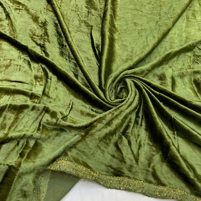 Olive Green Viscose Velvet 44 inch width (Shade -565 More )