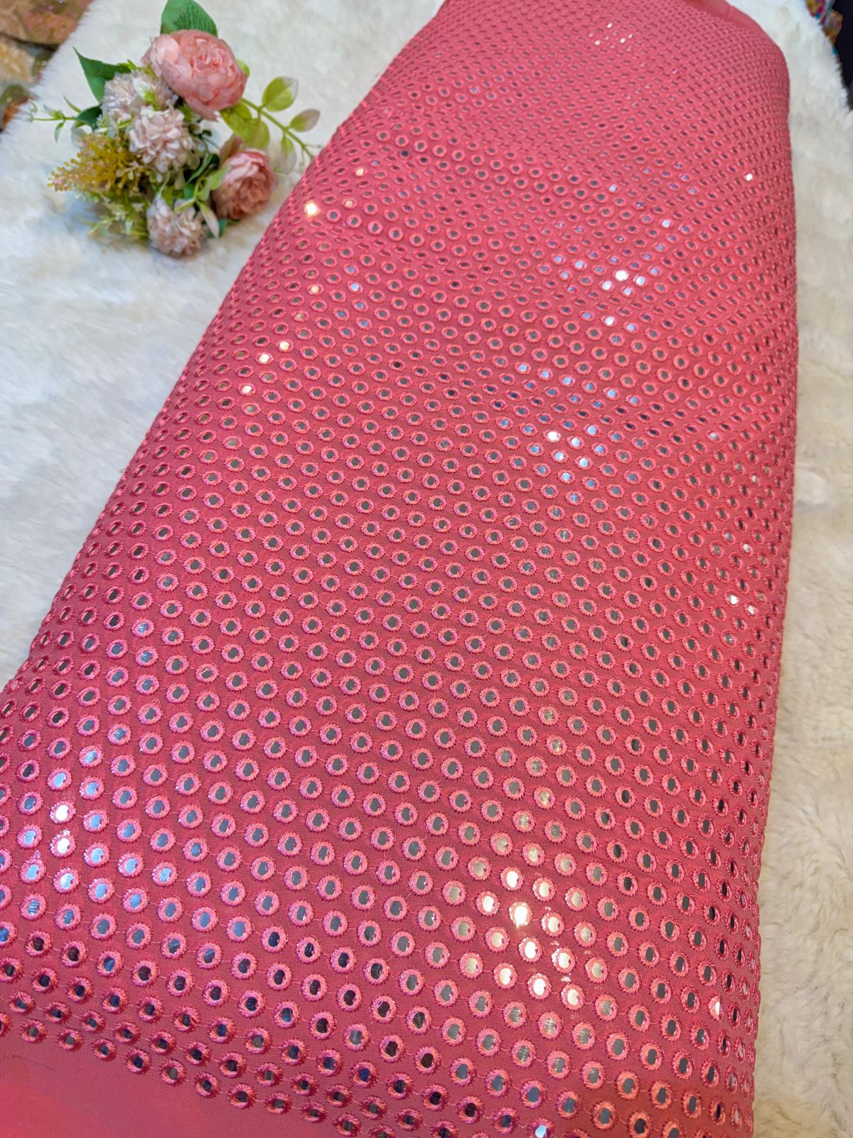 Pure Viscose Georgette Mirrror Embroidery 44 inch width