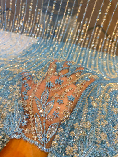 Zizi Imported Net Handwork Embroidery Cutdana and Sequins work 54 Inch width