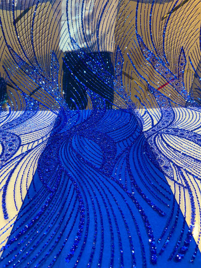 Royal Blue Net Imported Handwork Net Embroidery Fabric 54 inch width