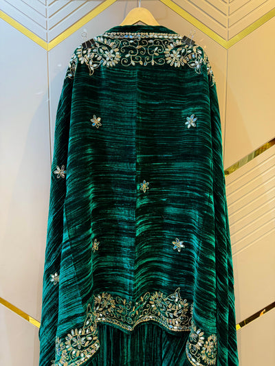 Green Crush Velvet Handwork Suit Set