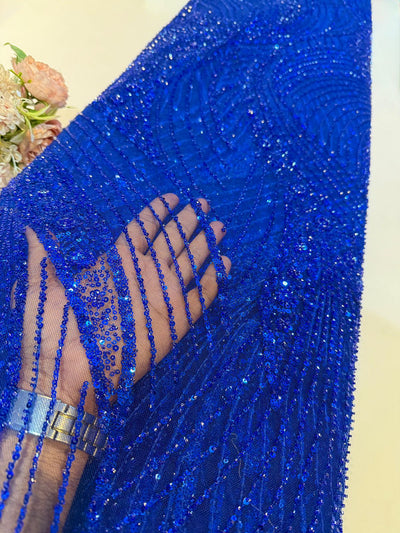 Royal Blue Net Imported Handwork Net Embroidery Fabric 54 inch width