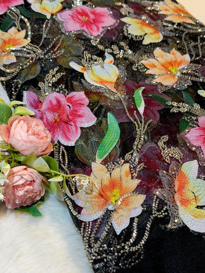 Zoya Appliqué Handwork Net Embroidery With Florals 54 inch width