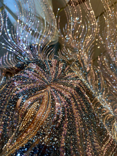 Qurbat Handwork Net Embroidery Cutdana 54 Inch width