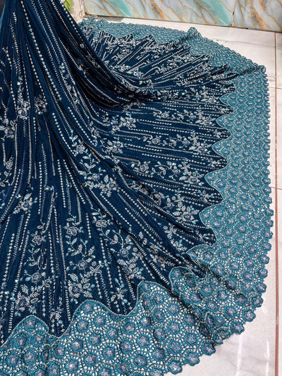 Imported Handwork Velvet Embroidery 50 inch width With Crochet￼ Border