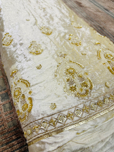 Akaay Pro Pure Velvet Handwork Embroidery Dyeable 44 inch width