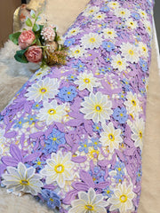 (Precut of 0.55 Meter) Flora Crossia Imported Cutwork 54 Inch Width