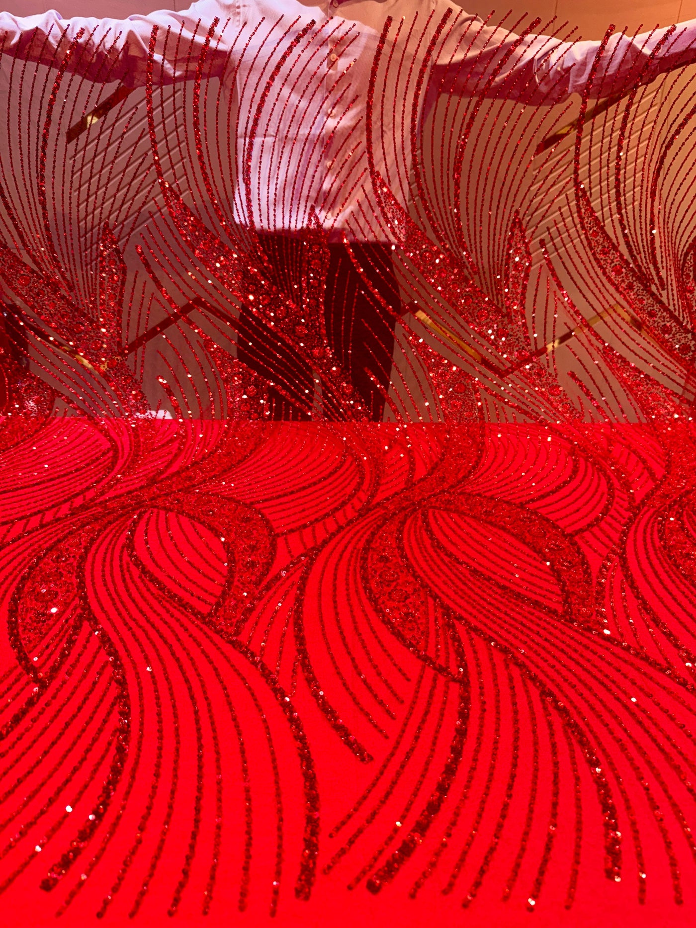 Red Net Imported Handwork Net Embroidery Fabric 54 inch width
