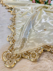Nancy  Zari Tissue Handwork Dyeable Dupatta (2.50 meter length)