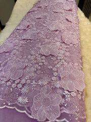 (Precut of 0.55 Meter)  Pink Agam Applique Handwork Net Embroidery 54 inch width (A1)