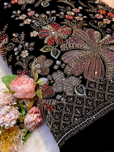 Mannat Black Velvet Handwork Embroidery 44 inch width