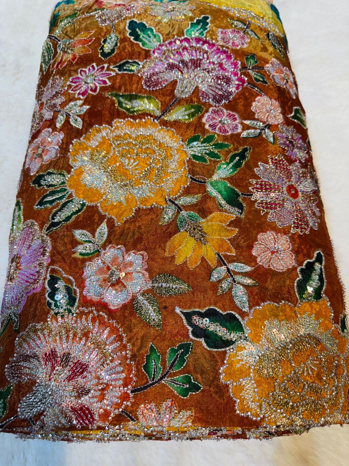Iqra Pure Chinon  Handwork Embroidery 44 Inch width