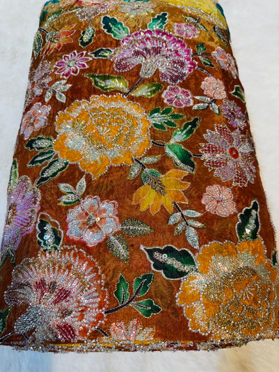 Iqra Pure Chinon  Handwork Embroidery 44 Inch width