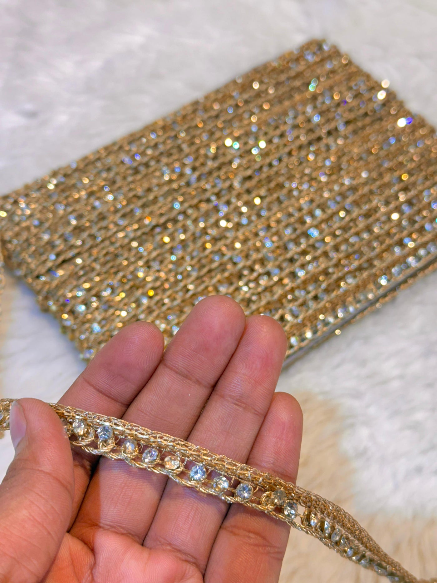 (Wholesale pack of 9 meter ) Lace Border With Stone Work