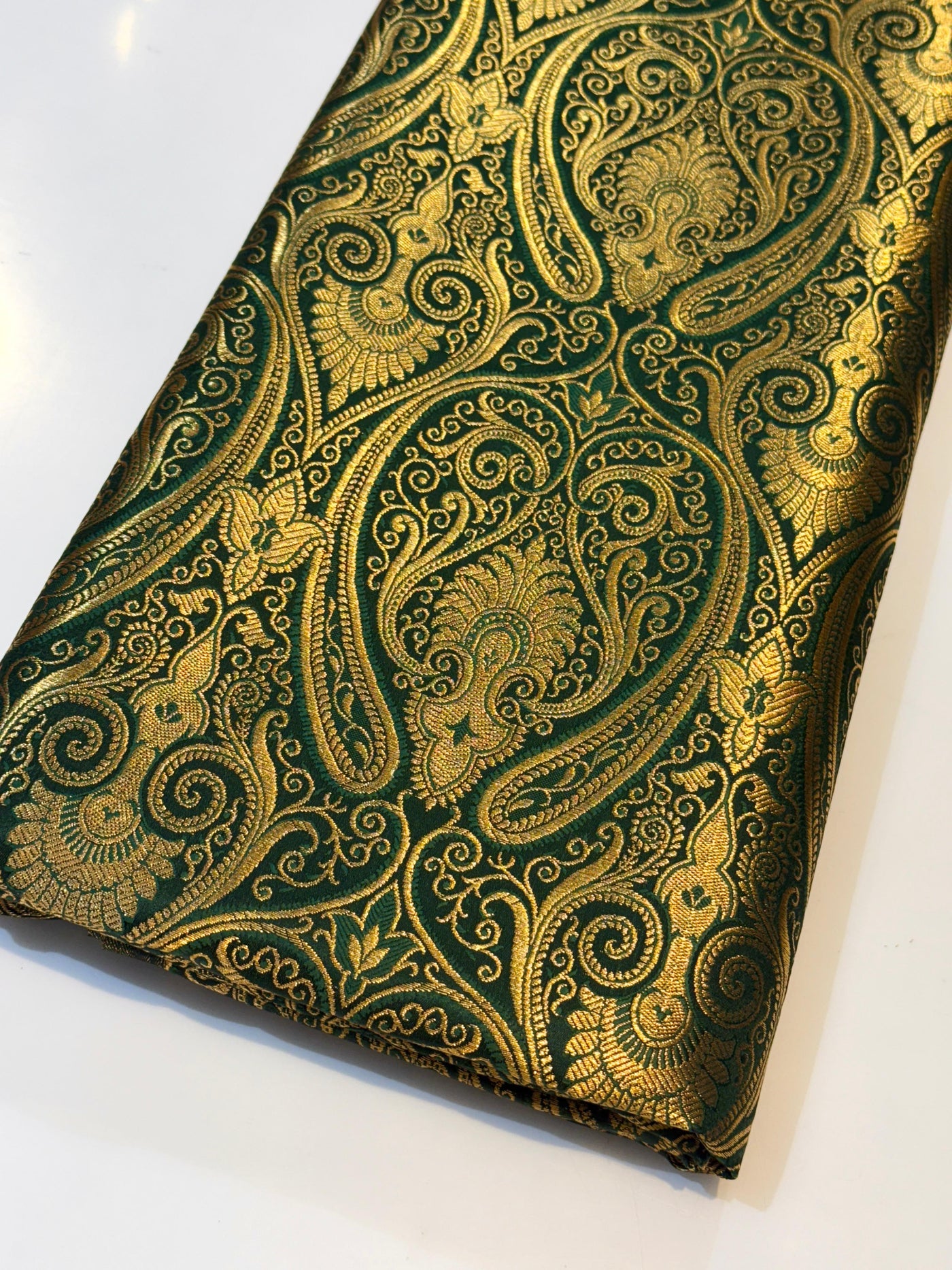 Bottle Green Banarsi Brocades Talwar Pattern 44 inch width (P)