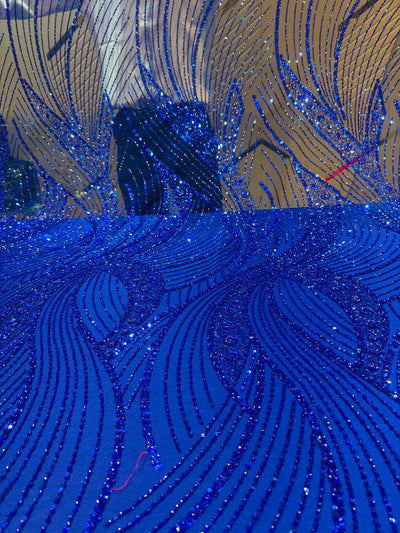 Royal Blue Net Imported Handwork Net Embroidery Fabric 54 inch width