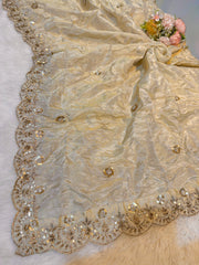 Mehz Zari Tissue Handwork Dyeable Dupatta (2.40 meter length)