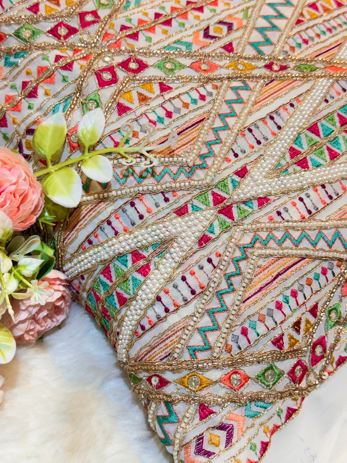 Prince Georgette Handwork Embroidery Fabric 44 Inch width