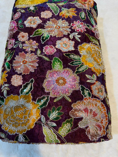 Iqra Pure Chinon  Handwork Embroidery 44 Inch width