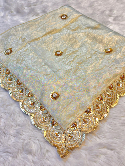 Mehz Zari Tissue Handwork Dyeable Dupatta (2.40 meter length)