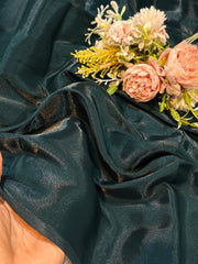 (Precut of 1.7 Meter) Teal Blue Original Imported Glass Tissue Fabric 54 inch width