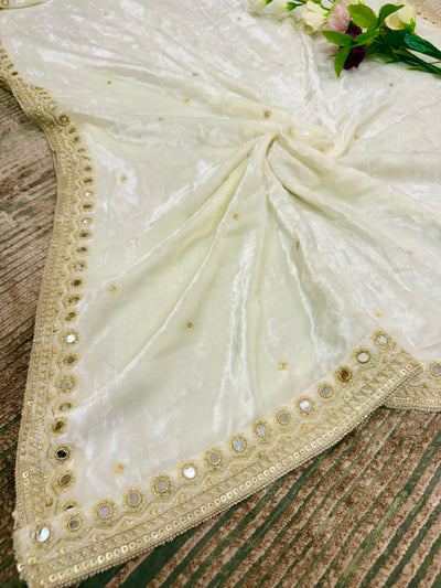 Nehchal Pure Velvet Handwork Dupatta Dyeable 2.50 meter length
