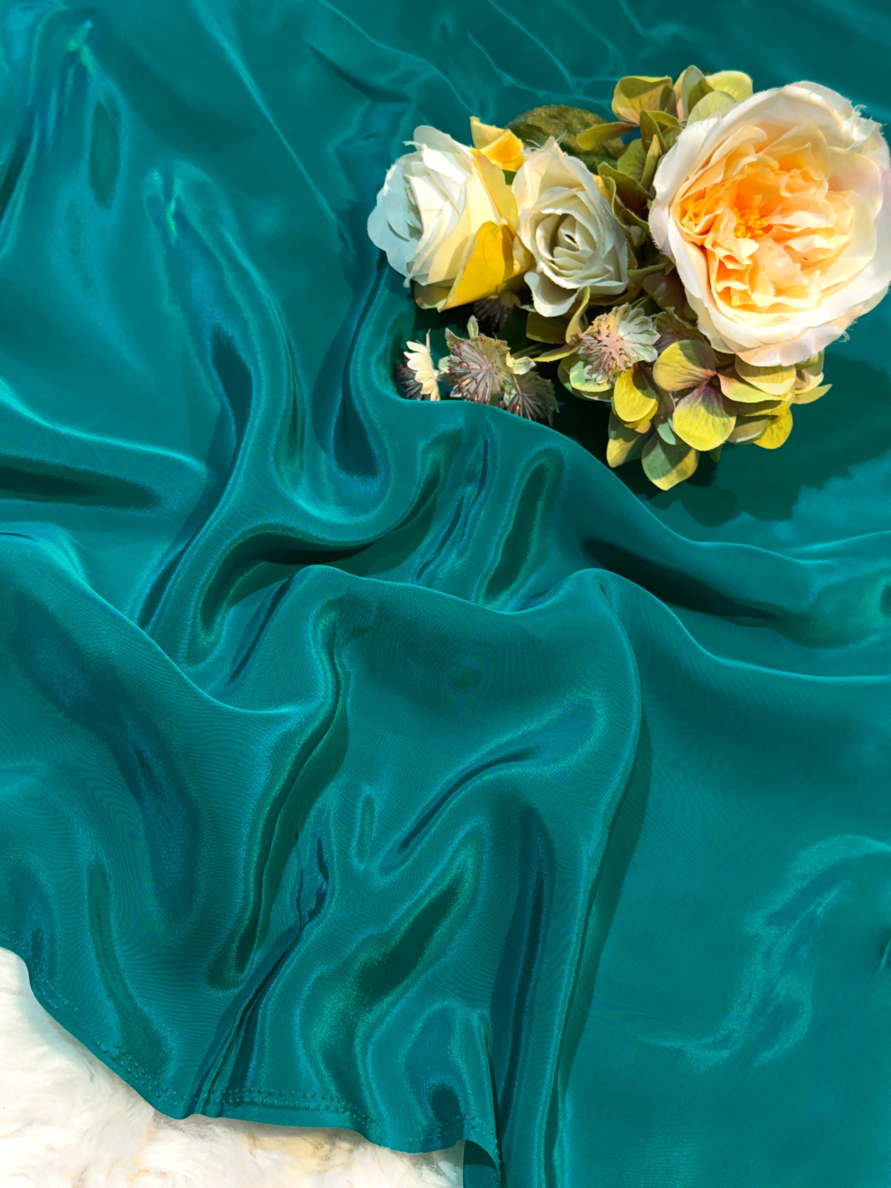 Aqua Blue Pure Viscose Crape Solid Colors 44 Inch width (Shade-BA ...