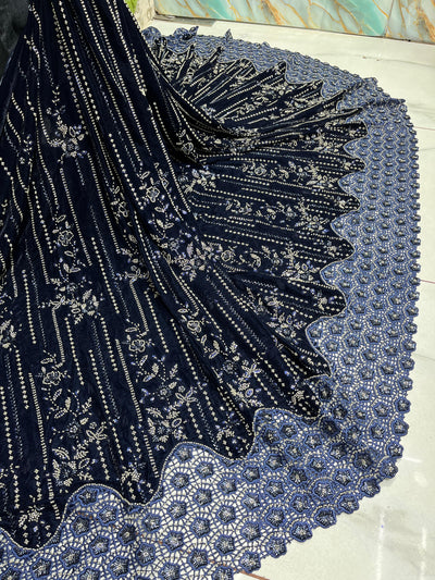 Imported Handwork Velvet Embroidery 50 inch width With Crochet￼ Border