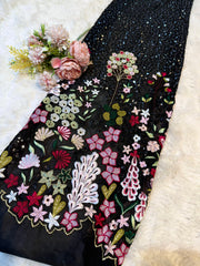 (Precut of 0.40 Meter) Georgette Thread And Sequins Embroidery 44 Inch width