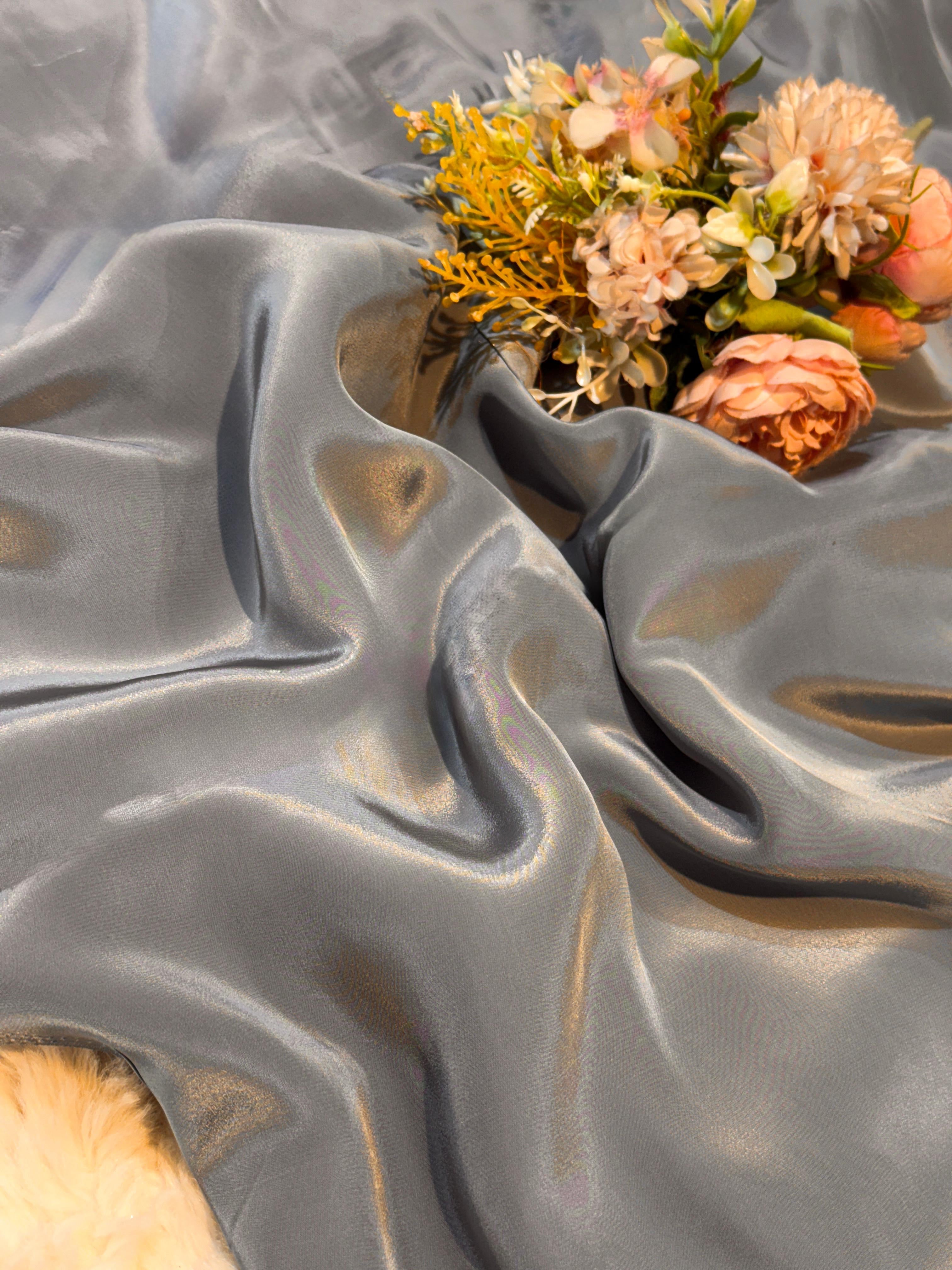 Crape Color Grey Pure Viscose Crape Solid Colors 44 Inch width (Shade- T) – Fabric ...