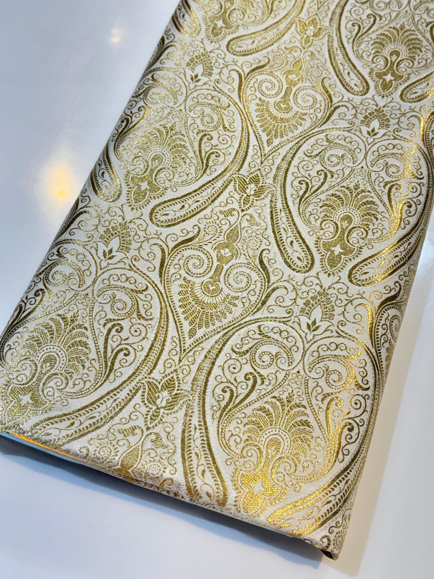 Ivory Pure Banarsi Brocades Talwar Pattern 44 Inch width