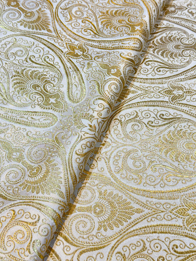 Ivory Pure Banarsi Brocades Talwar Pattern 44 Inch width