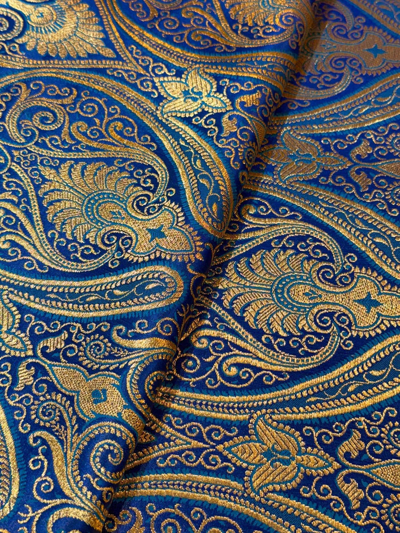 Peacock Blue Pure Banarsi Brocades Talwar Pattern 44 Inch width