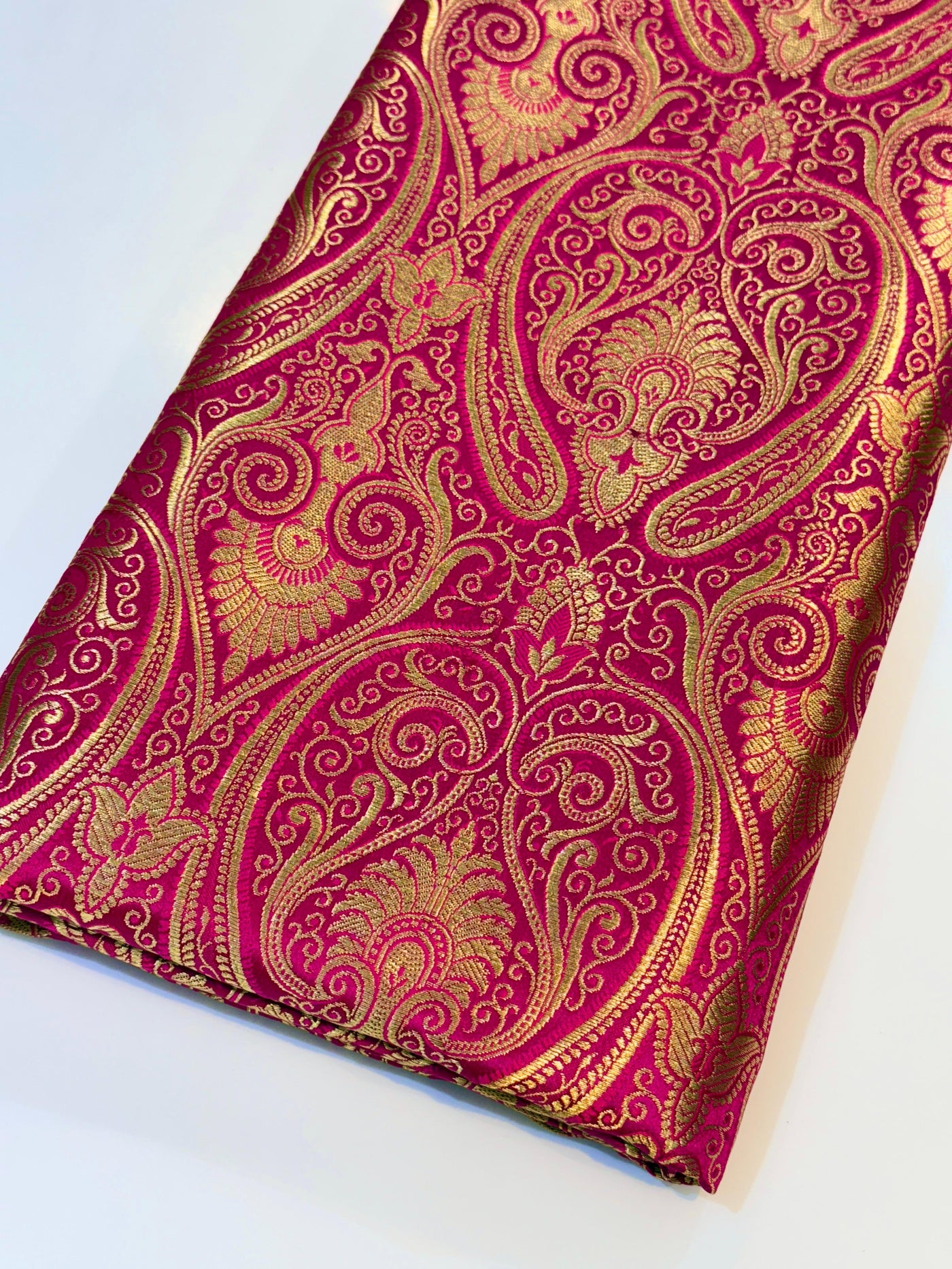 Magenta Pure Banarsi Brocades Talwar Pattern 44 Inch width