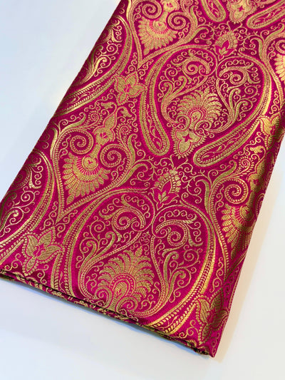 Magenta Pure Banarsi Brocades Talwar Pattern 44 Inch width