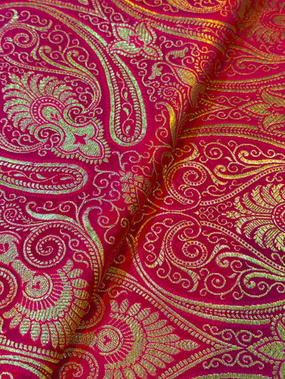 Magenta Pure Banarsi Brocades Talwar Pattern 44 Inch width