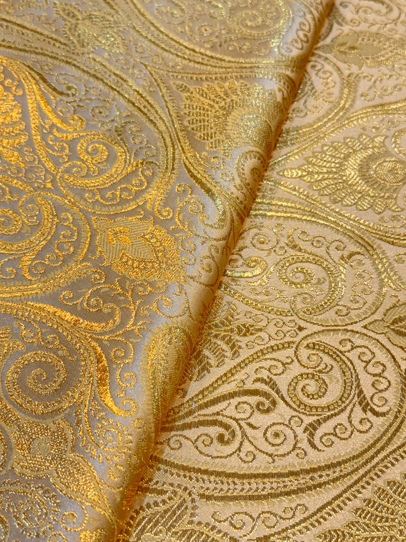 Beige Pure Banarsi Brocades Talwar Pattern 44 Inch width