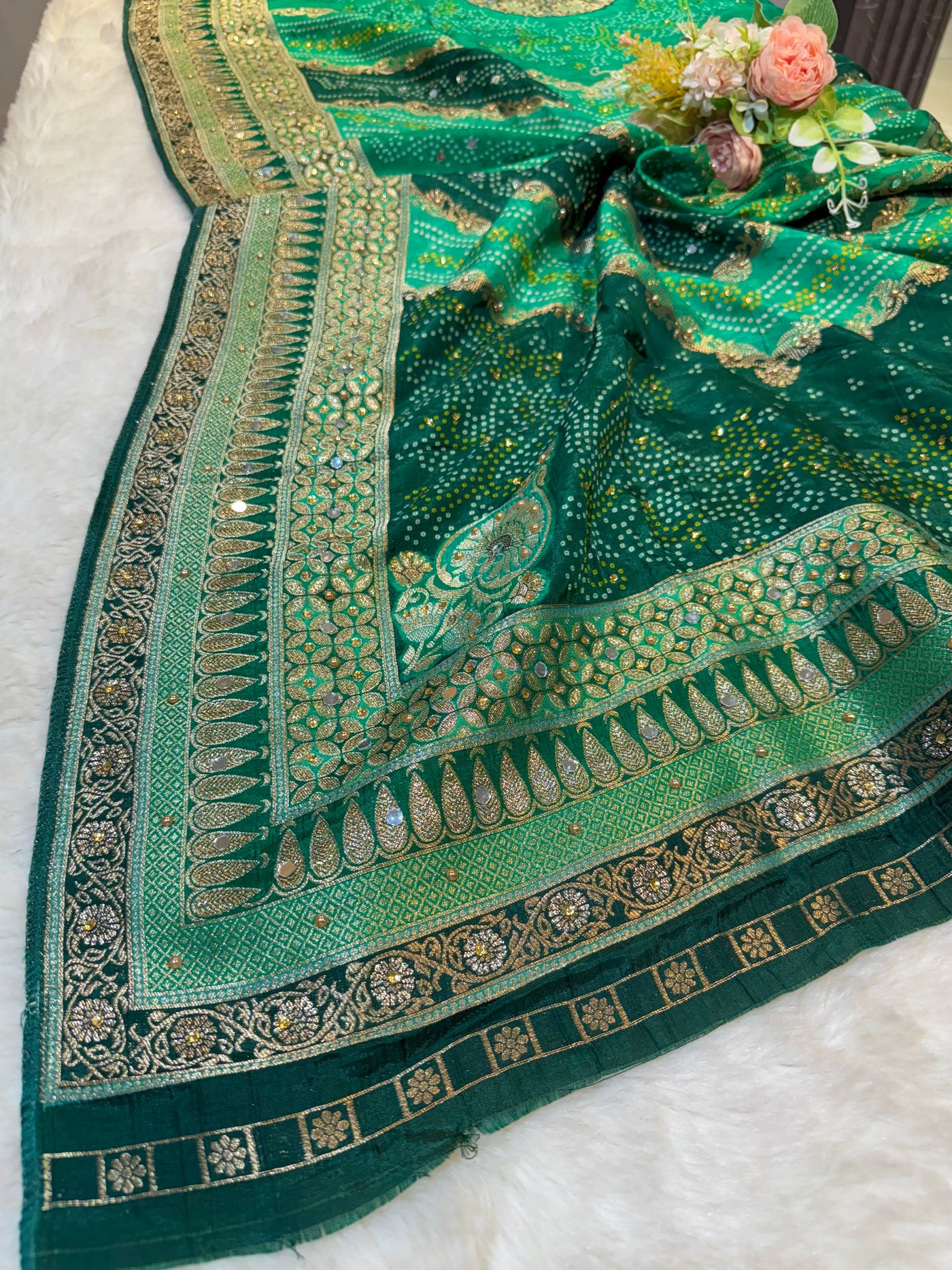 Beautiful Zeesh Silk Original Mirror Handwork Dupatta 2.50 meter length