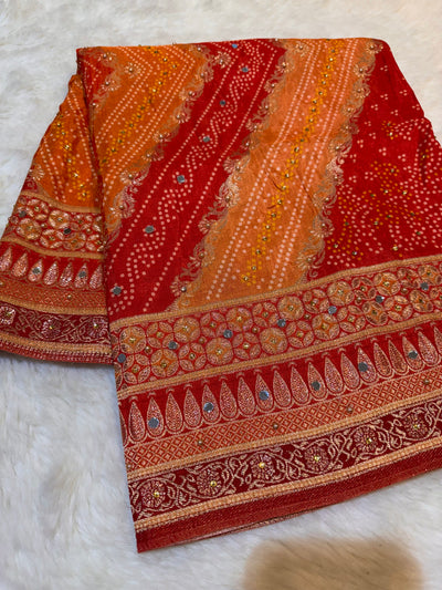 Beautiful Zeesh Silk Original Mirror Handwork Dupatta 2.50 meter length