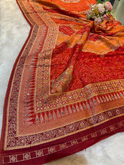 Beautiful Zeesh Silk Original Mirror Handwork Dupatta 2.50 meter length