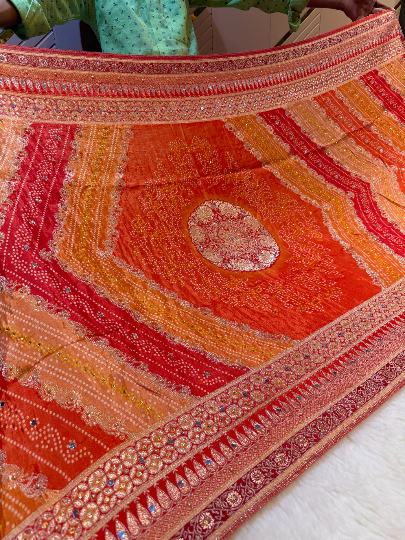 Beautiful Zeesh Silk Original Mirror Handwork Dupatta 2.50 meter length