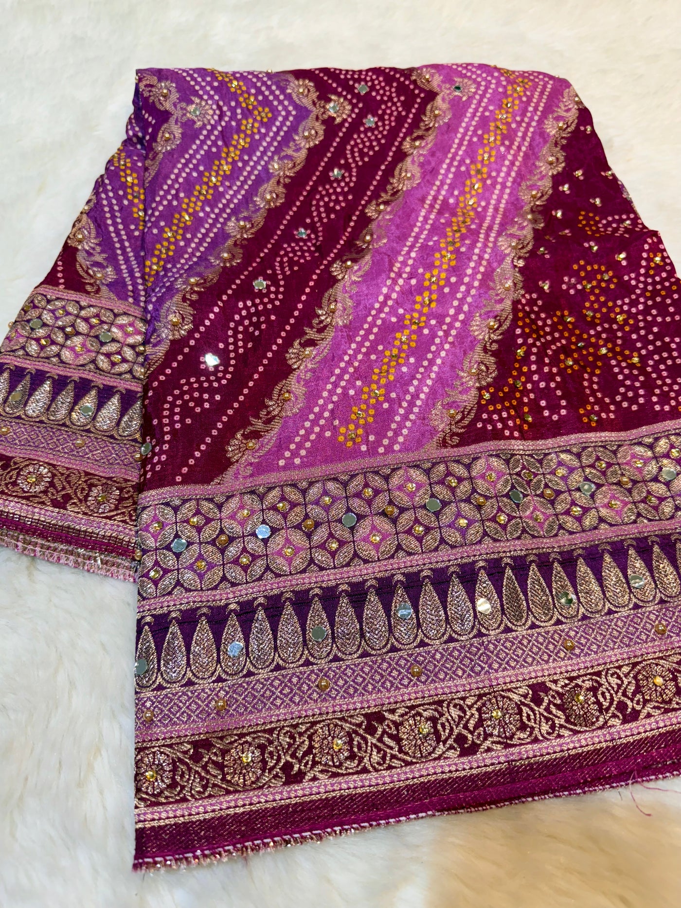 Beautiful Zeesh Silk Original Mirror Handwork Dupatta 2.50 meter length