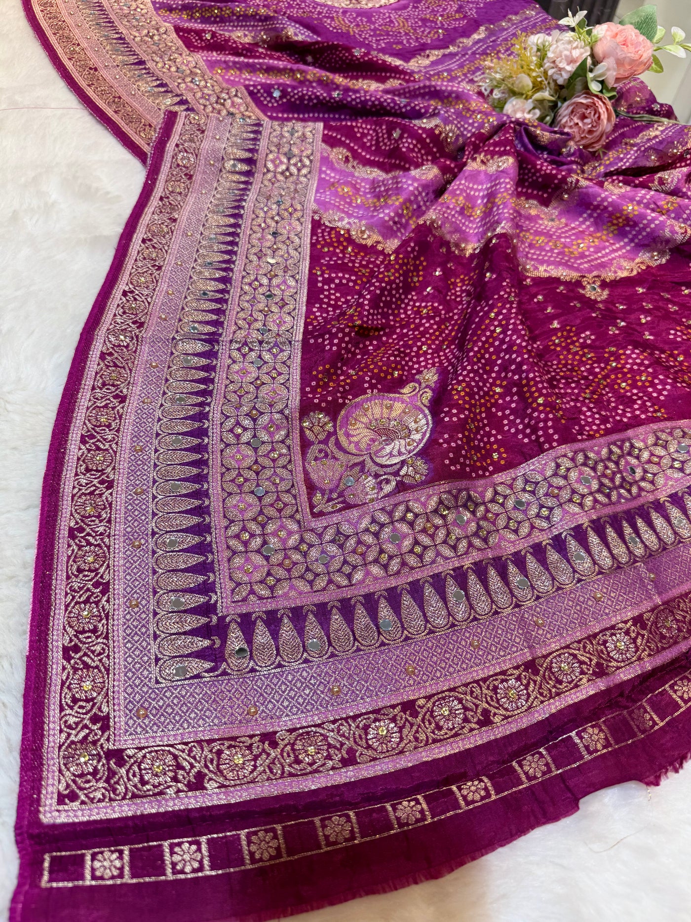 Beautiful Zeesh Silk Original Mirror Handwork Dupatta 2.50 meter length