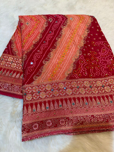 Beautiful Zeesh Silk Original Mirror Handwork Dupatta 2.50 meter length