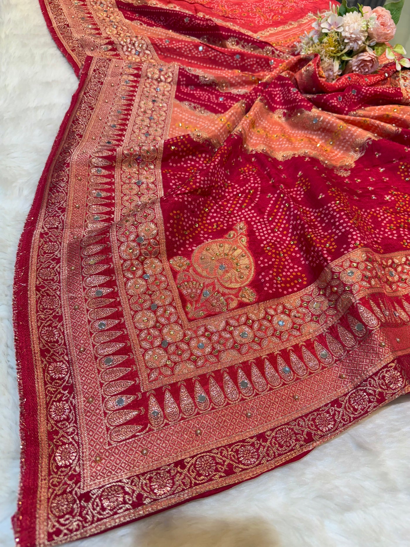 Beautiful Zeesh Silk Original Mirror Handwork Dupatta 2.50 meter length