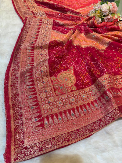 Beautiful Zeesh Silk Original Mirror Handwork Dupatta 2.50 meter length