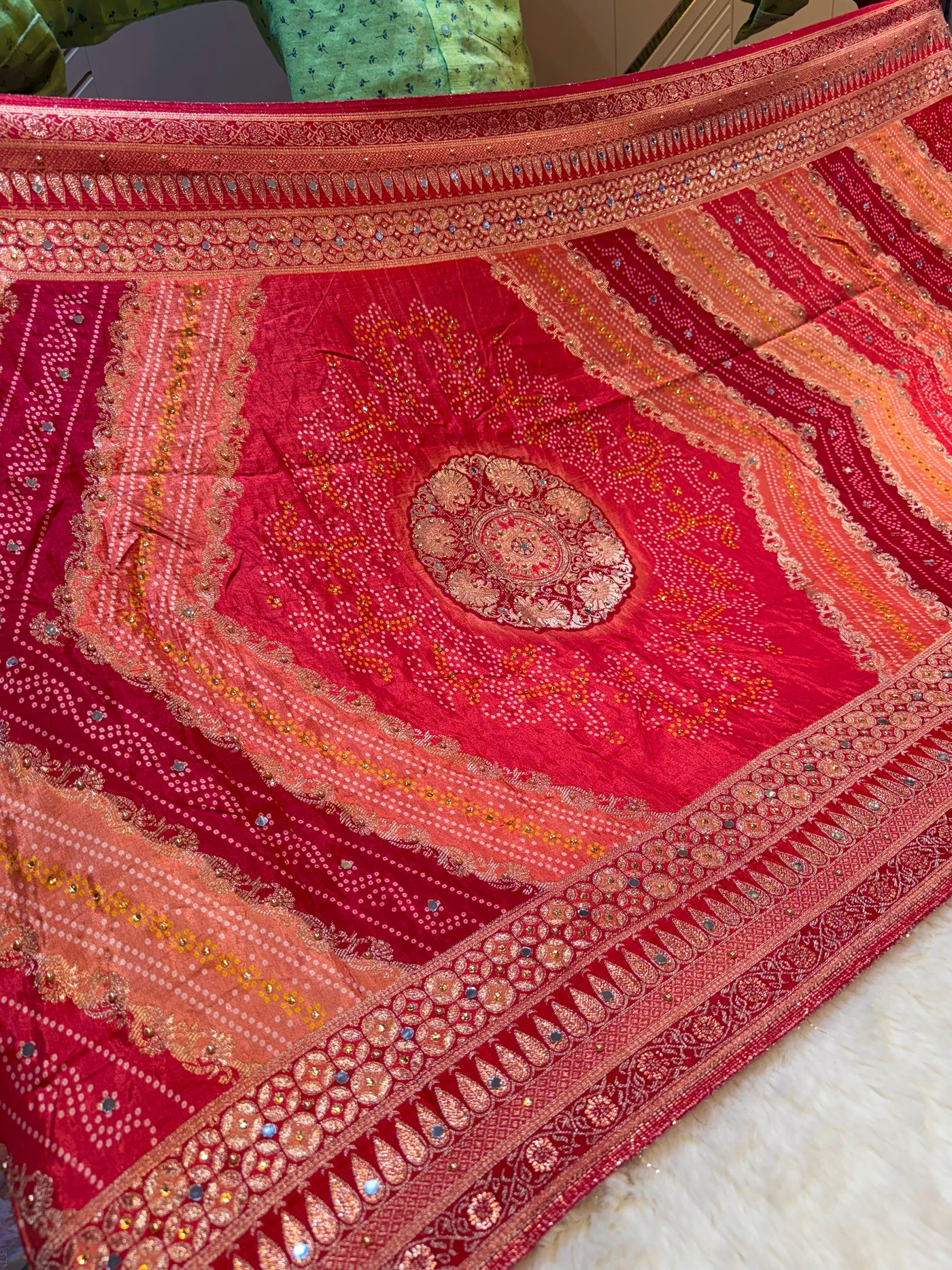 Beautiful Zeesh Silk Original Mirror Handwork Dupatta 2.50 meter length